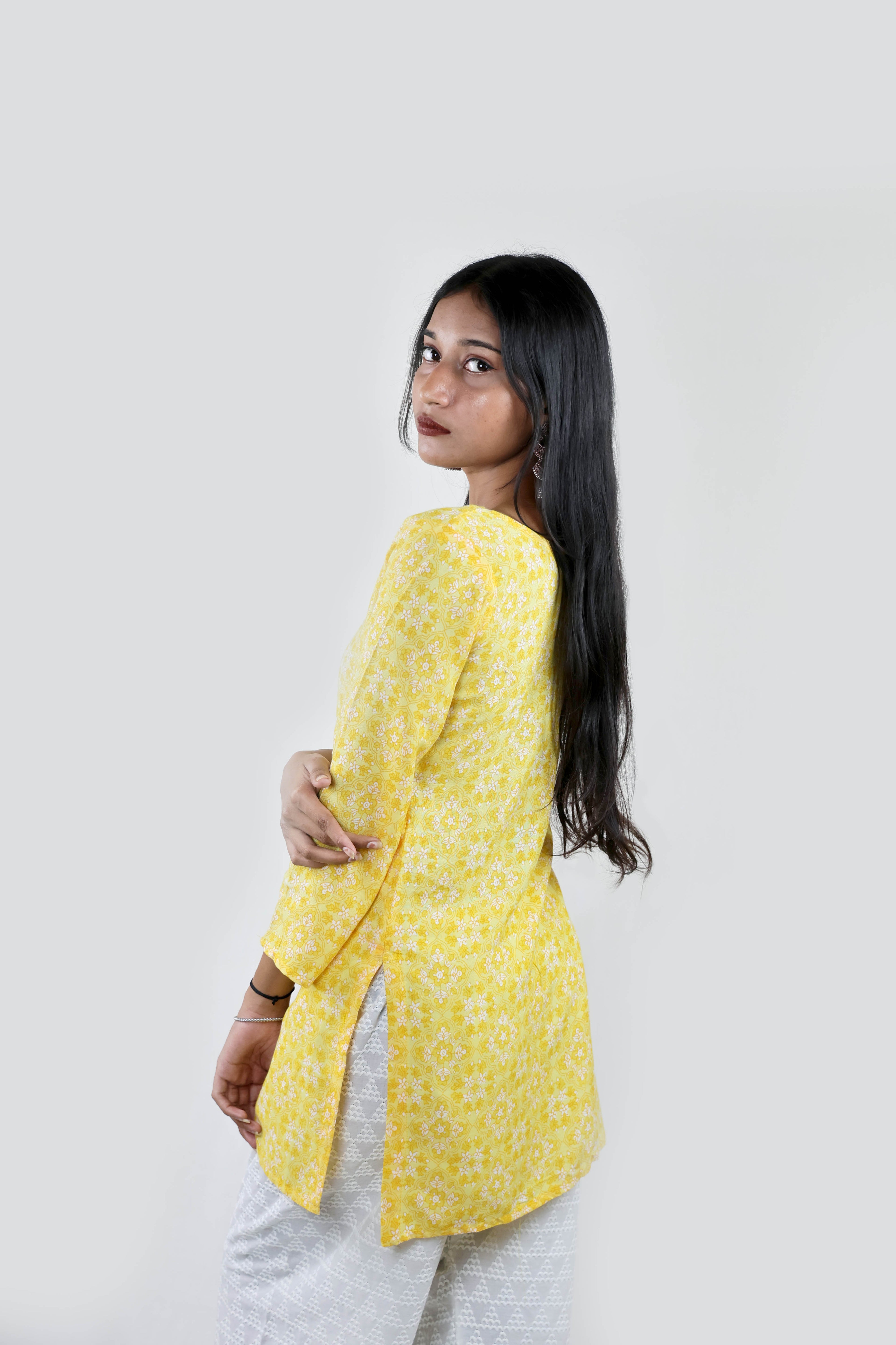Sunshine Bloom Cotton Short Kurta