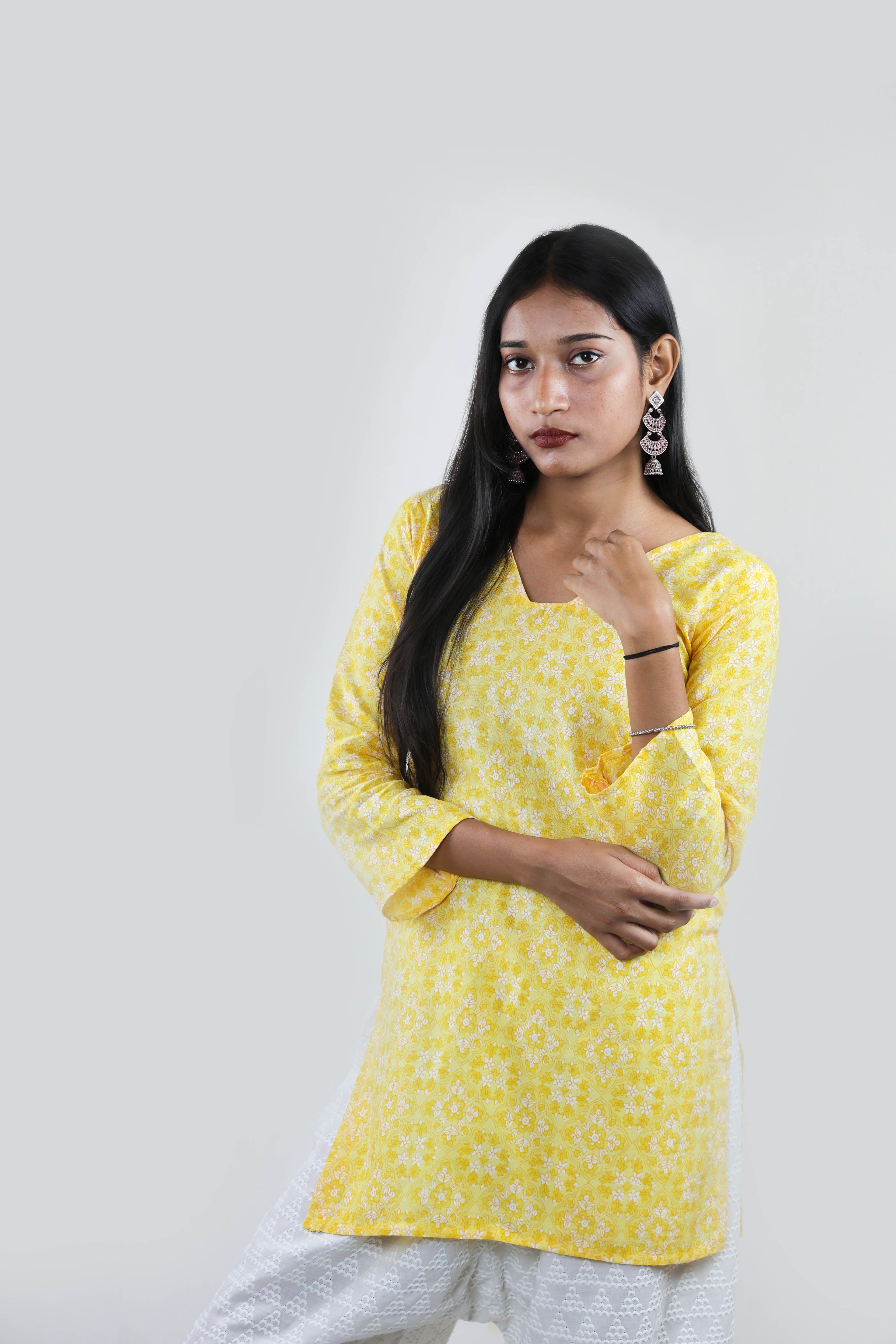 Sunshine Bloom Cotton Short Kurta